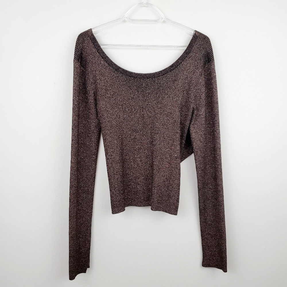 A.L.C. | Metallic Ribbed Cross-Back Chance Sweater - Picture 3 of 7